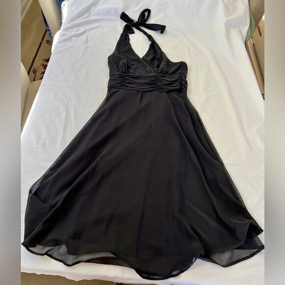 BLACK CHIFFON Connected Apparel Halter Dress Size 12 - Picture 1 of 3
